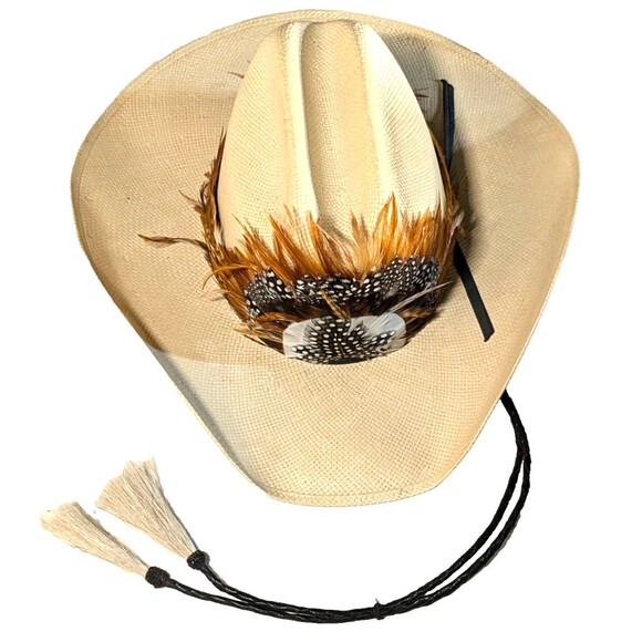 Roundup Rodeo King Long Oval Straw Cowboy hat size 7 - Picture 4 of 9